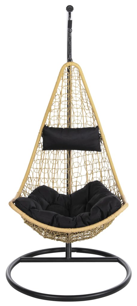 ΚΡΕΜΑΣΤΗ ΠΟΛΥΘΡΟΝΑ ΦΩΛΙΑ MILLIE HM5996.04 ΜΕΤΑΛΛΟ ΜΑΥΡΟ-ΣΥΝΘ.RATTAN ΜΠΕΖ Φ95x195Υεκ.