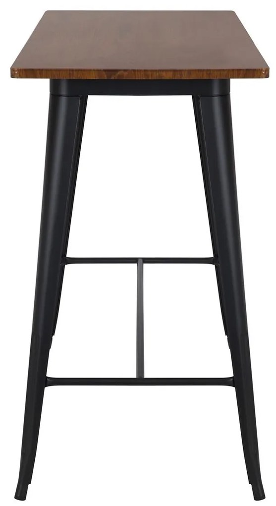 RELIX Wood Dark Oak Τραπέζι Bar-Pro, Μέταλλο Βαφή Μαύρο 120x60x102cm