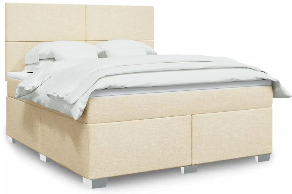 vidaXL Κρεβάτι Boxspring με Στρώμα Κρεμ 180x200 εκ. Υφασμάτινο