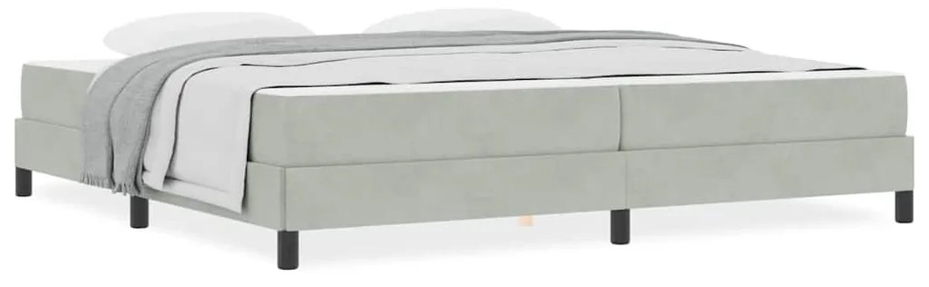 vidaXL Κρεβάτι box spring με στρώμα Ανοιχτό γκρι 200 x 200 cm Βελούδο