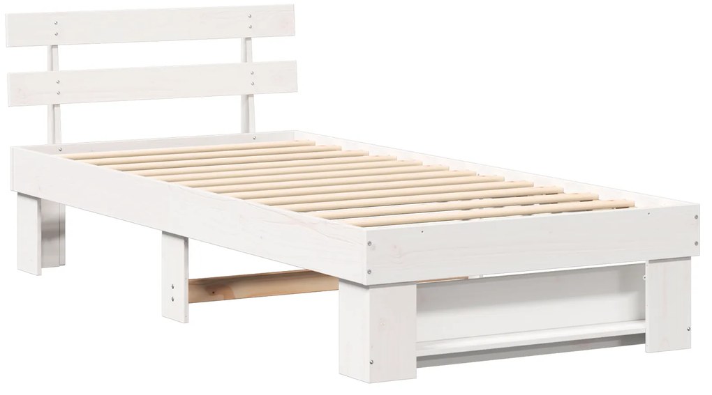 vidaXL Σκελετός Κρεβατιού Λευκό 75 x 190 cm Μασίφ ξύλο πεύκου