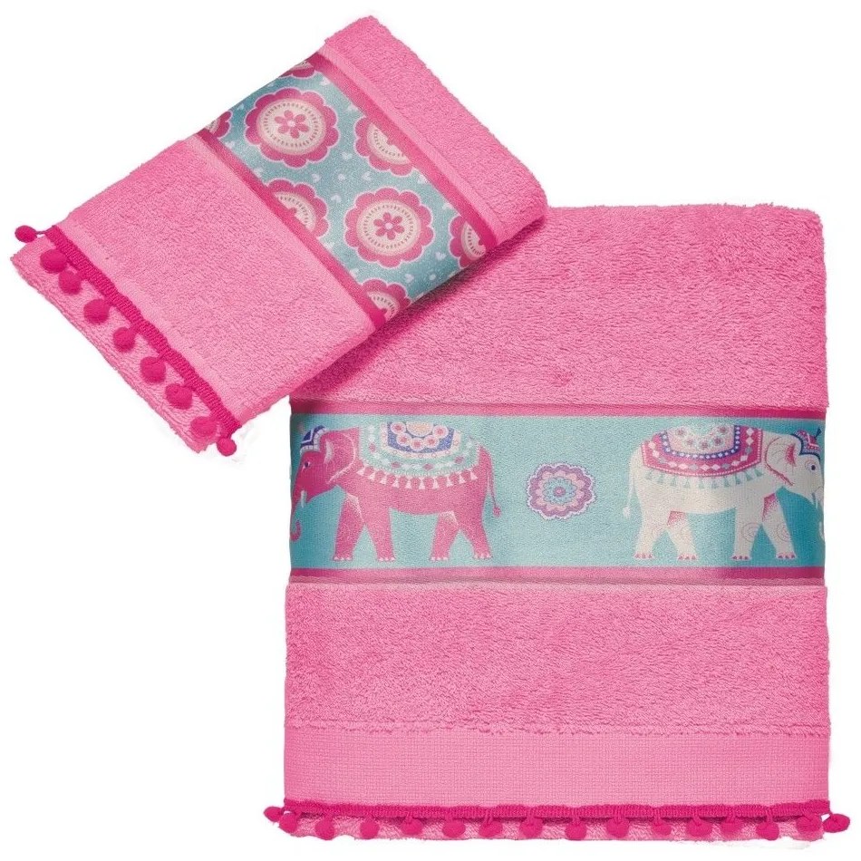 Πετσέτες Παιδικές Sabah (Σετ 2τμχ) Pink Kentia Towels Set 70x125cm 100% Βαμβάκι