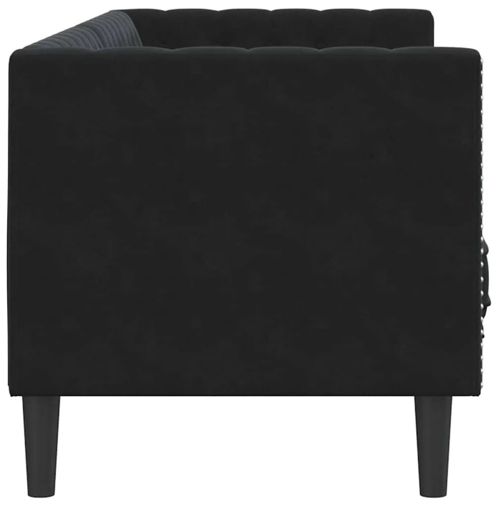 vidaXL Καναπές Chesterfield Argyle Μαύρο 194 x 74.5 x 70.5 εκ. Βελούδο