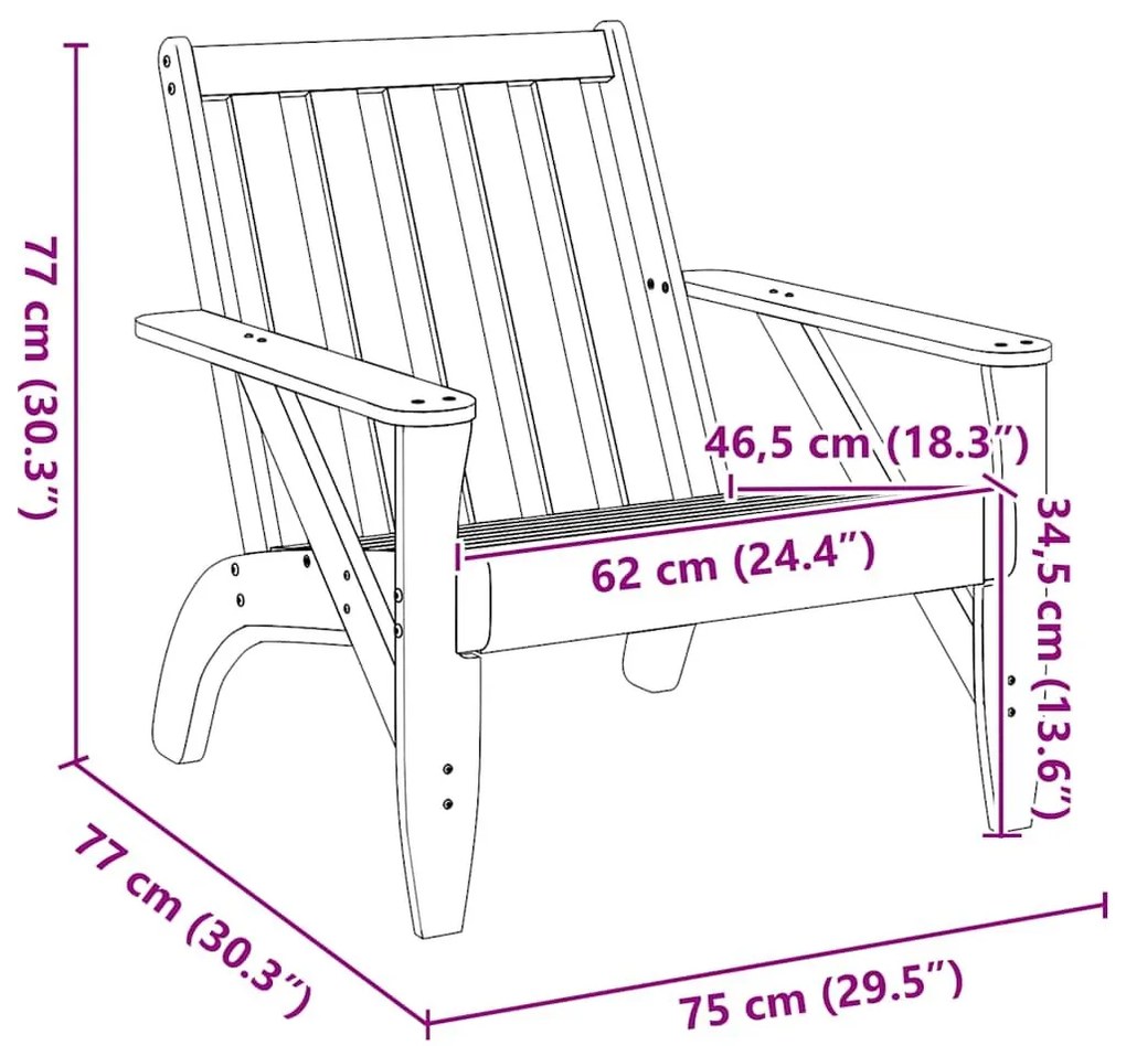 Καρέκλες Adirondack κήπου 2 τεμάχια Λευκό Στερεό ξύλο πεύκο - Λευκό