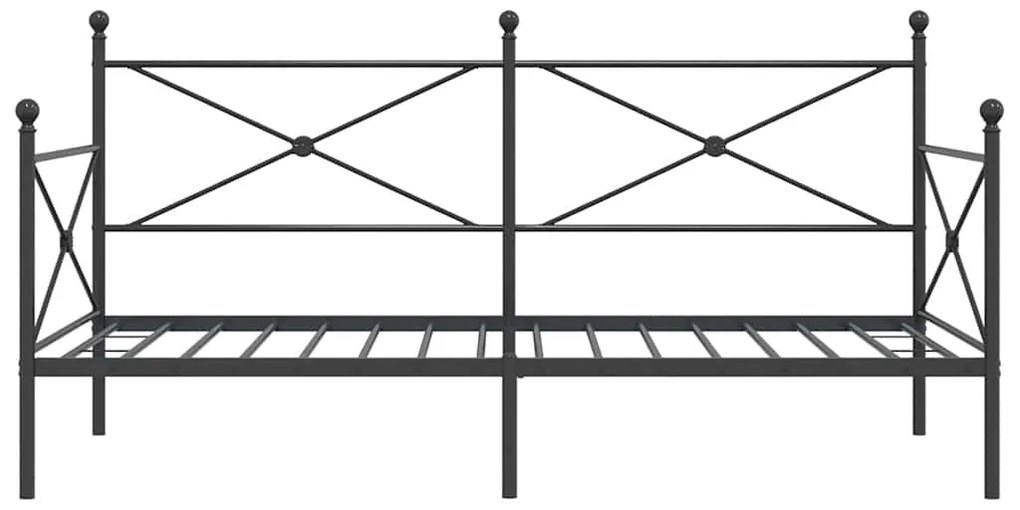 vidaXL Κρεβάτι ημέρας χωρίς στρώμα Μαύρο 100x200 cm Ατσάλι