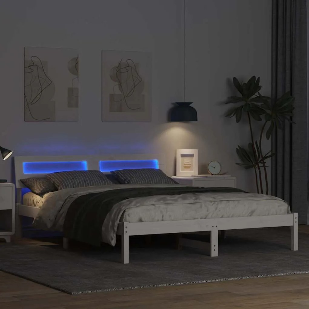 vidaXL Σκελετός Κρεβατιού Λευκό 160 x 200 cm Μασίφ ξύλο πεύκου