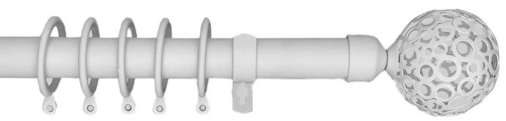 Κουρτινόξυλο Φ19mm Μονό Επεκτεινόμενο 140-240cm Με Άκρα Grace Lilie White Mat 599179