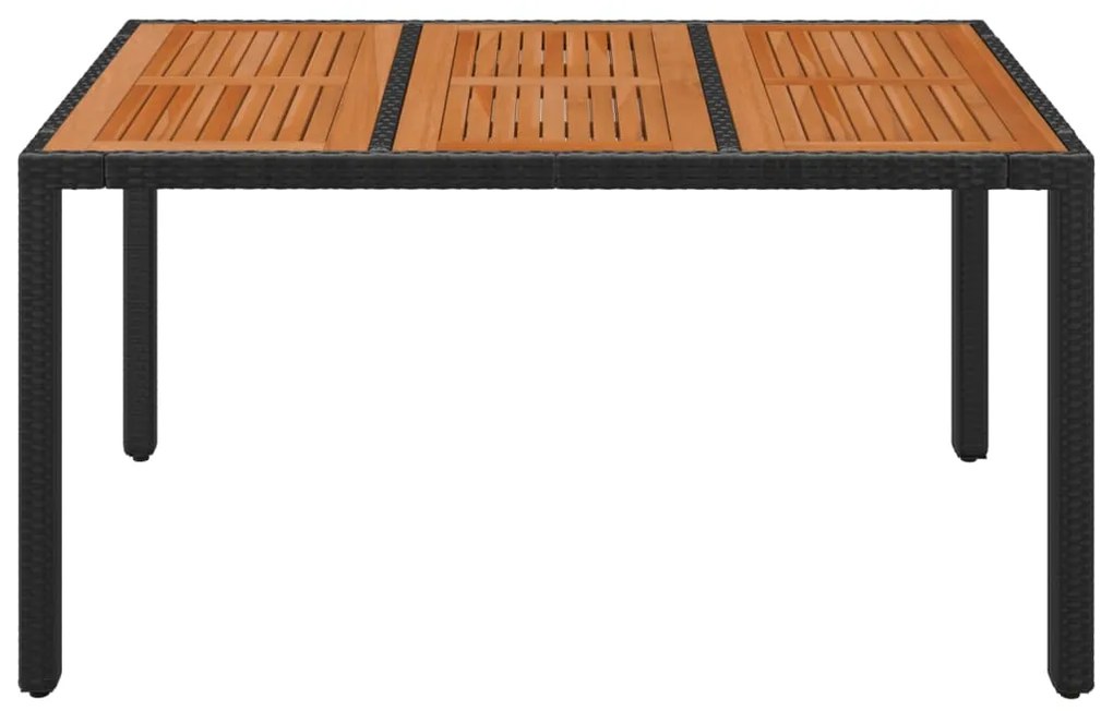 vidaXL Τραπέζι Κήπου με Ξύλινη Επιφάνεια Μαύρο 150x90x75 εκ Συνθ Ρατάν