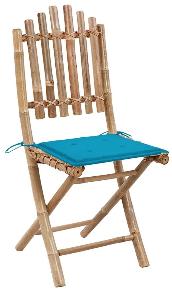 vidaXL Σετ Τραπεζαρίας Εξ. Χώρου Πτυσσόμενο 5 τεμ. Μπαμπού & Μαξιλάρια