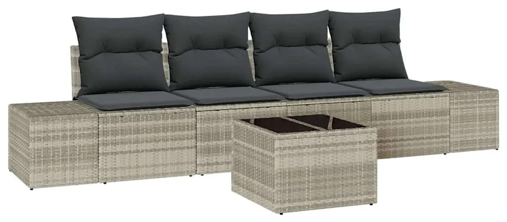 vidaXL Σετ Καναπέ Κήπου με μαξιλάρι 5 pcs Ανοιχτό γκρι 55 x 55 x 37 εκ