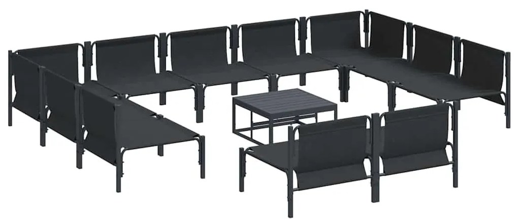 vidaXL Σετ Καναπέ Κήπου με μαξιλάρι 12 pcs Μαύρο Ατσάλι