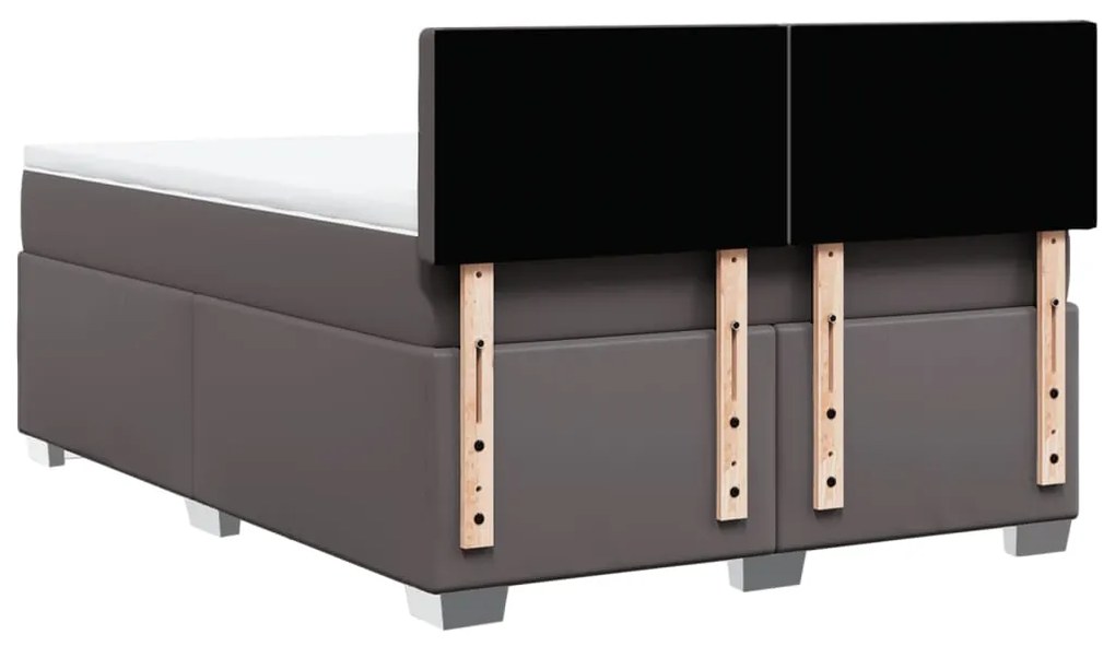 vidaXL Κρεβάτι Boxspring με Στρώμα Γκρι 140x190εκ. από Συνθετικό Δέρμα