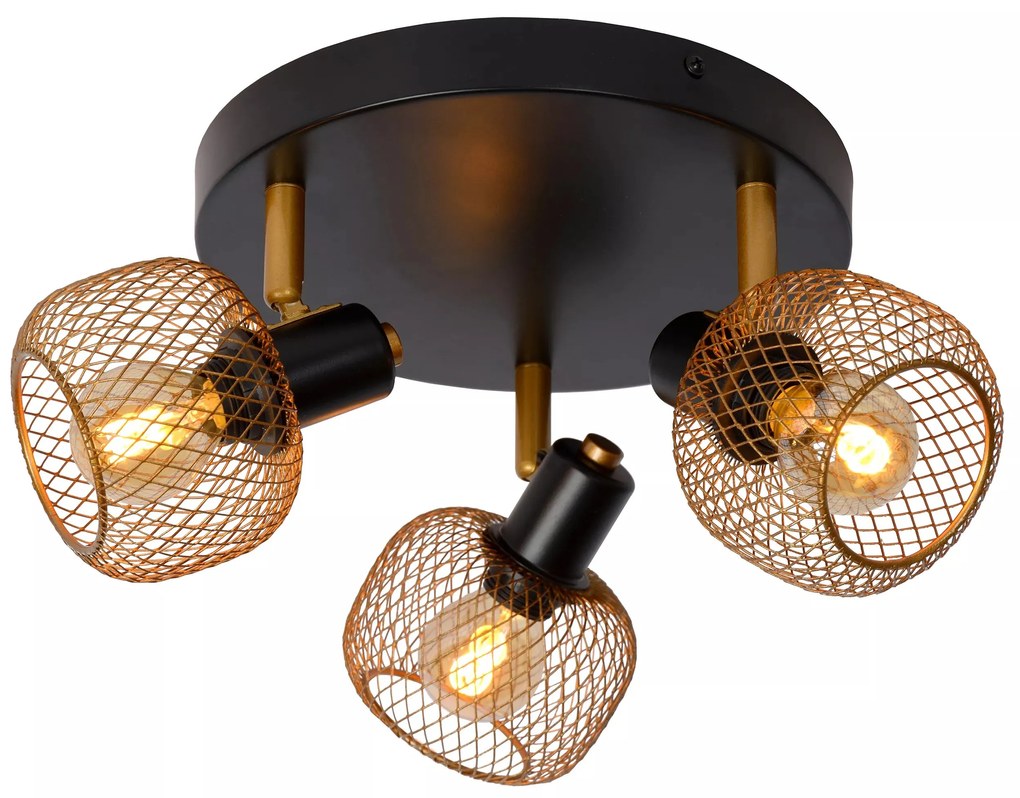 Φωτιστικό Οροφής Lucide 77978-13-02 MAREN Χρυσό Χρώμα (Gold Coloured)|Μαύρο Ματ (Black Mat)