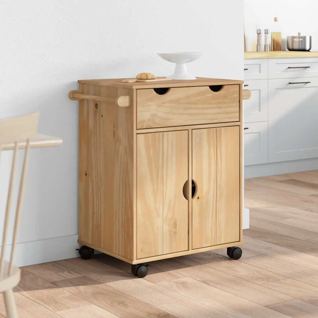 vidaXL Τρόλεϊ Κουζίνας OTTA 59x45x80 εκ. από Μασίφ Ξύλο Πεύκου