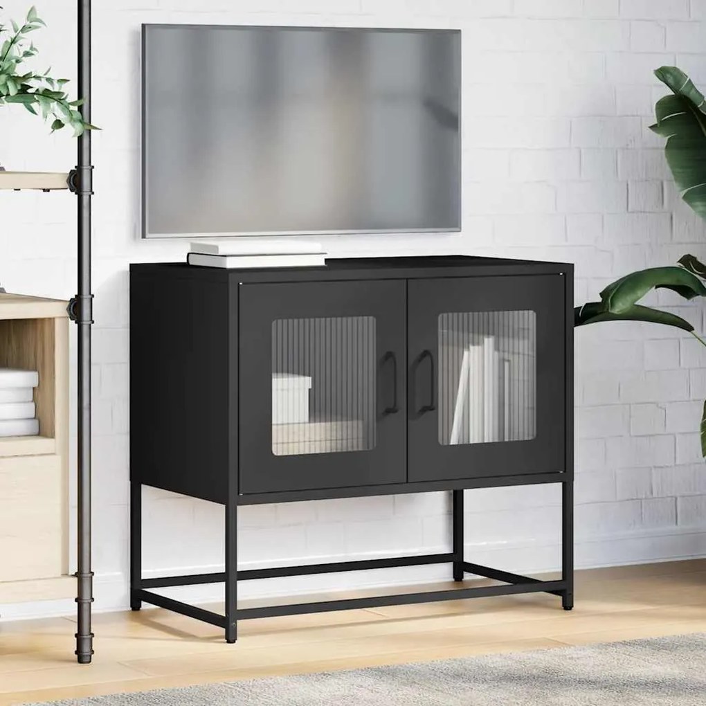 ντουλάπι τηλεόρασης Μαύρο 68x39x60,5cm από χάλυβα ψυχρής έλασης - Μαύρο