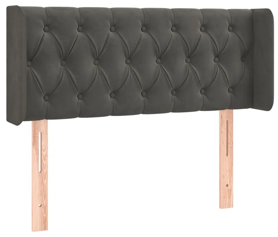 Κεφαλάρι με Πτερύγια Σκούρο Γκρι 103x16x78/88 εκ. Βελούδινο 3119147
