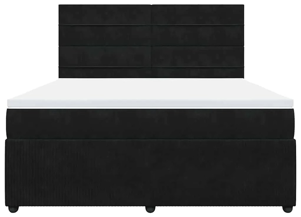 vidaXL Κρεβάτι Boxspring με Στρώμα Μαύρο 180x200 εκ. Βελούδινο