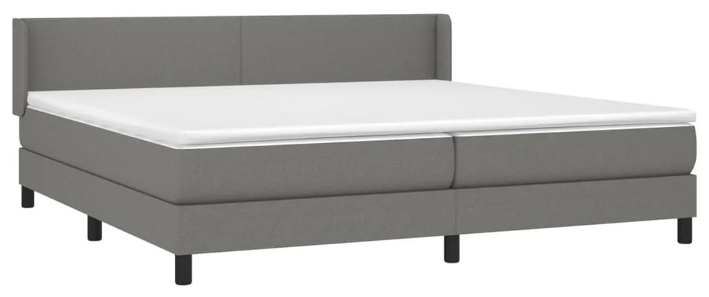 vidaXL Κρεβάτι Boxspring με Στρώμα Σκούρο Γκρι 200x200 εκ. Υφασμάτινο