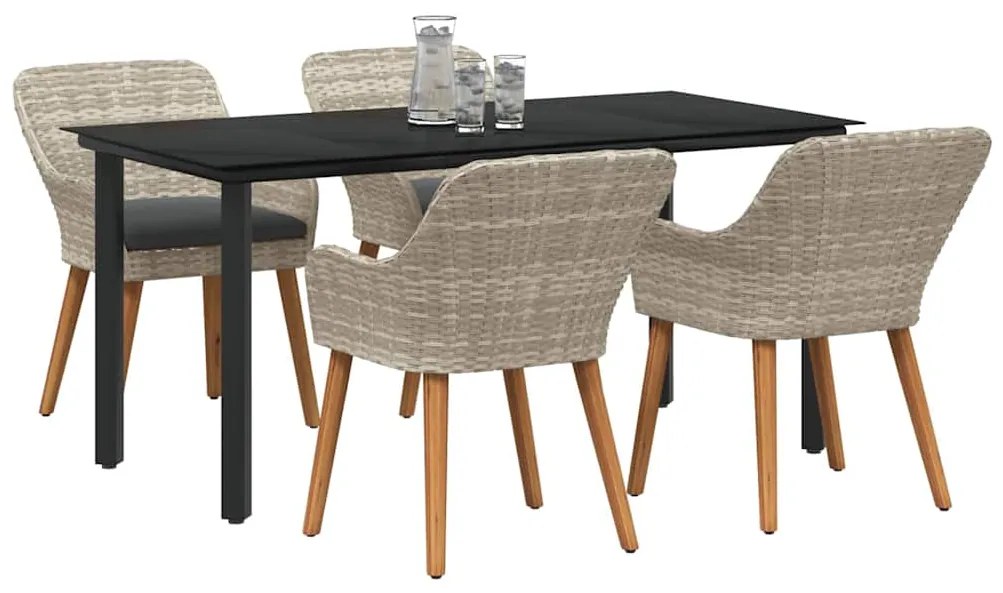 vidaXL Σέτ φαγητού για κήπο 5 pcs Ανοιχτό γκρι συνθετικό ρατάν