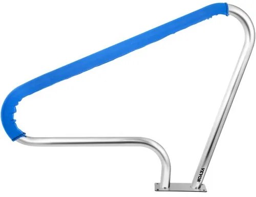 VEVOR Pool Rail 48x36&quot; Pool Railing 304 Stainless Steel 250LBS Load Capacity Silver Rustproof Pool Handrail Humanized Swimming Pool Handrail with Blue Grip Cover &amp; M8 Drill Bit &amp; Self-taping Screws