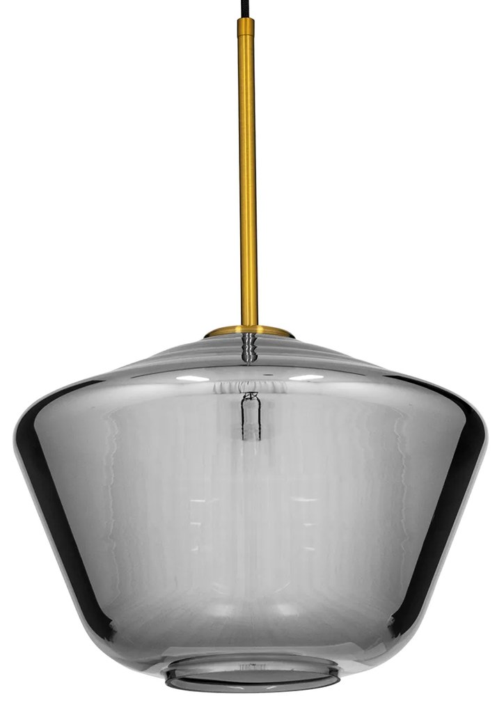 00873 GloboStar®  AMARIS 00873 Μοντέρνο Κρεμαστό Φωτιστικό Ανάρτηση Μονόφωτο 1 x E27 IP20 Διάφανο Γυαλί με Χρυσό Μέταλλο - Μ30 x Π30 x Y22cm