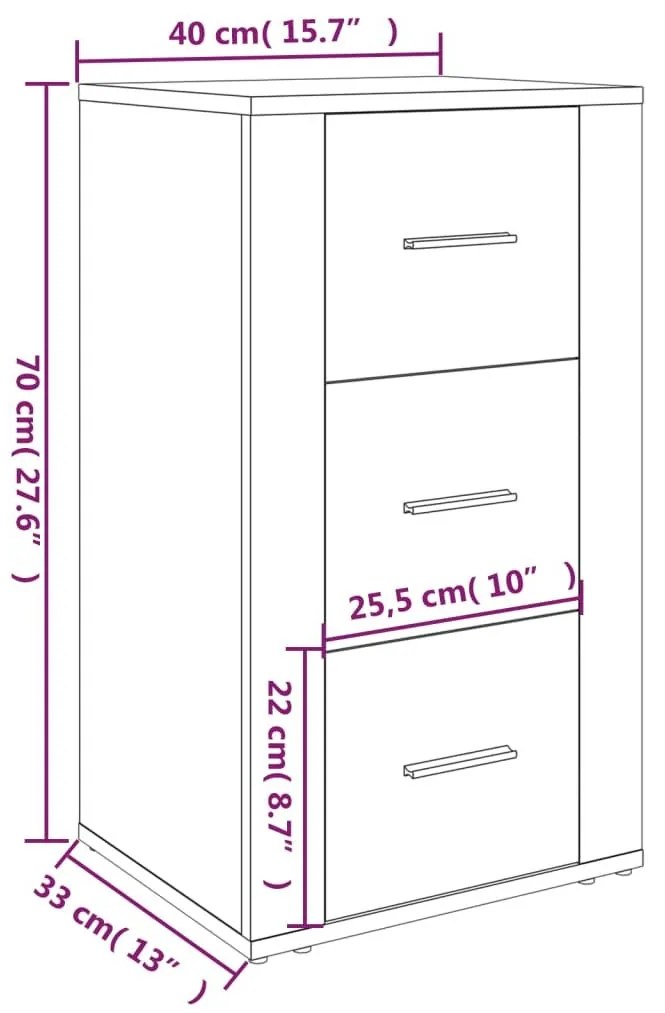 Ντουλάπι Γκρι Sonoma 40 x 33 x 70 εκ. από Επεξεργασμένο Ξύλο - Γκρι