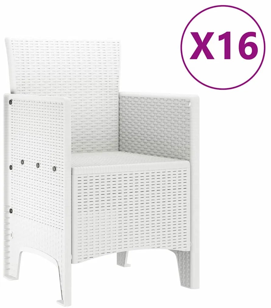 vidaXL Σέτ φαγητού για κήπο 17 pcs Λευκό Rattan Polt