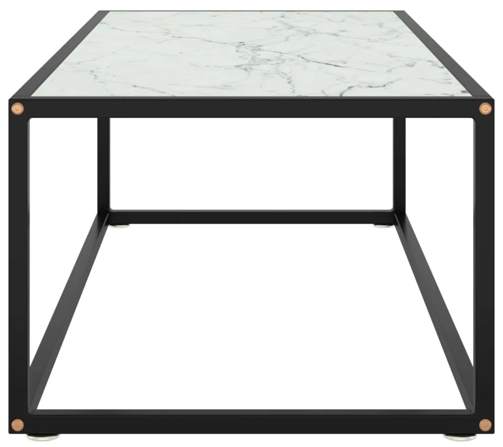 vidaXL Τραπεζάκι Σαλονιού Μαύρο 100x50x35 εκ. Λευκό Γυαλί Όψη Μαρμάρου