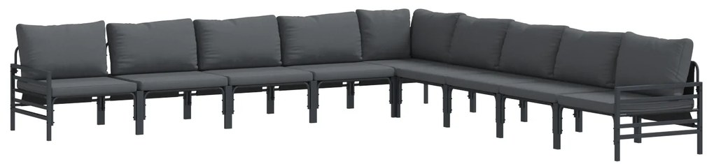 vidaXL Σετ Καναπέ Κήπου 9 pcs Ανθρακί Ατσάλι