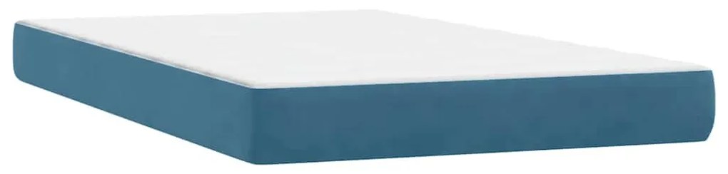 vidaXL Κρεβάτι Boxspring με Στρώμα &amp; LED Σκούρο Μπλε 120x210 εκ. Βελούδινο