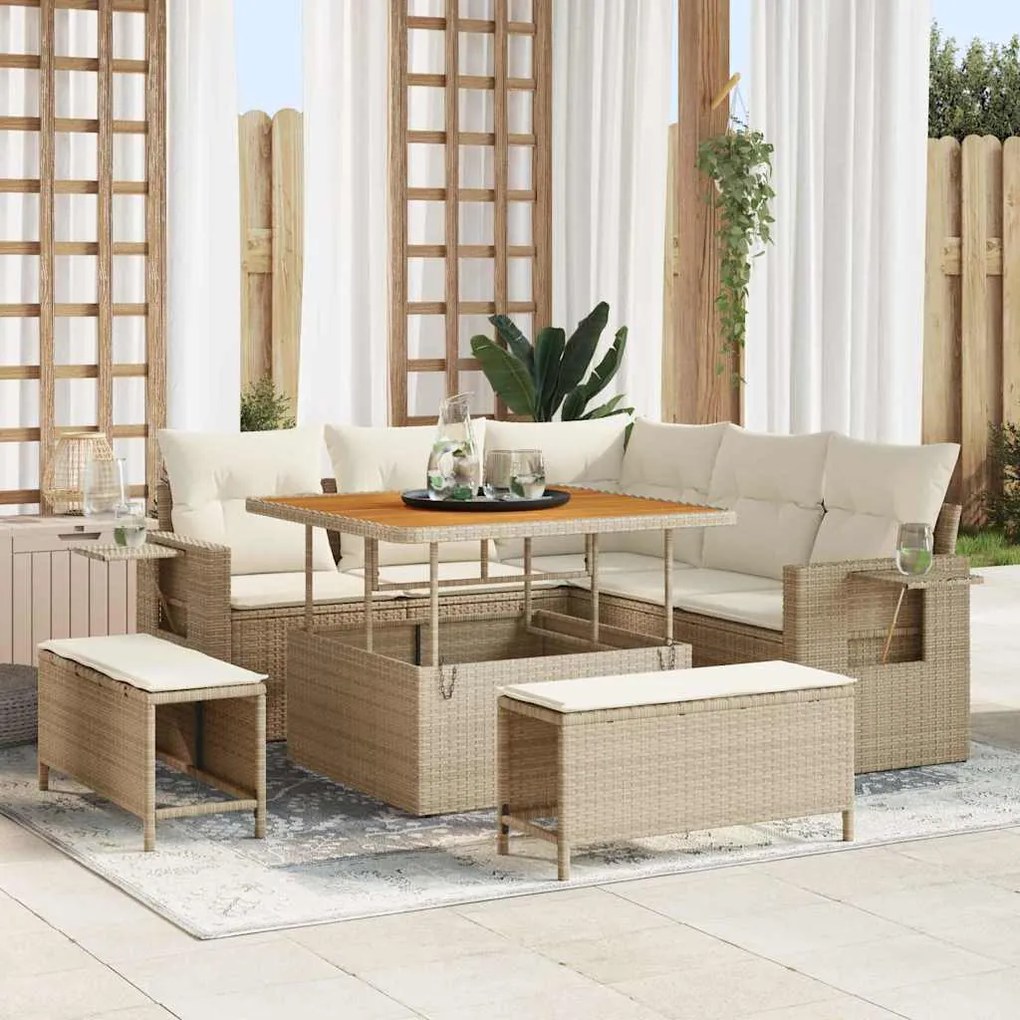vidaXL Σετ Καναπέ Κήπου 8 pcs Μπεζ συνθετικό ρατάν