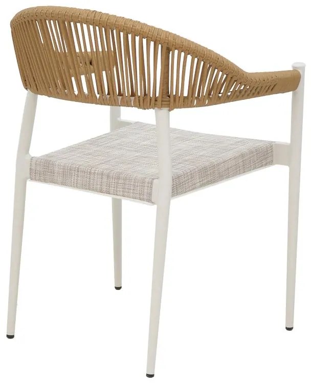 Καρέκλα κήπου Elation Αλουμινίου Στοιβαζόμενη με Λευκό σκελετό -Textline γκρί & rattan Φυσικό 57x56x78 εκ. 56x52x76 εκ.