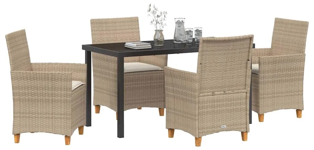 vidaXL Σέτ φαγητού για κήπο 5 pcs Μπεζ συνθετικό ρατάν