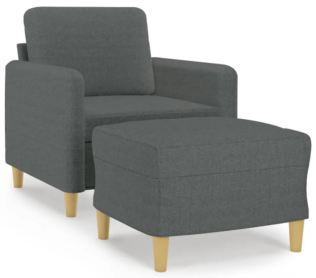 vidaXL Πολυθρόνα Σκούρο Γκρι 60 εκ. Υφασμάτινη με Υποπόδιο