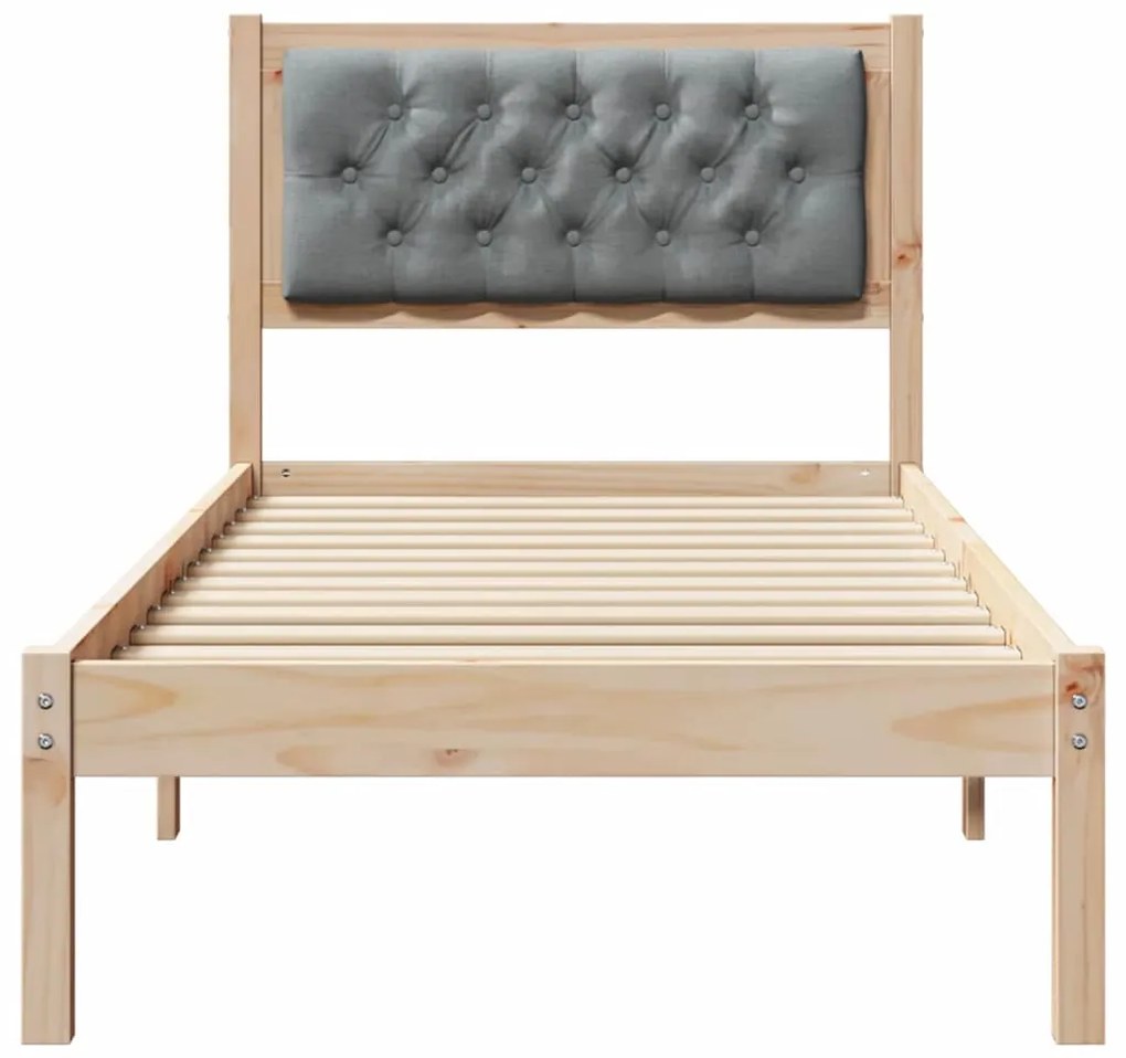 vidaXL Σκελετός Κρεβατιού με κεφαλάρι Ανοιχτό γκρι 90 x 190 cm