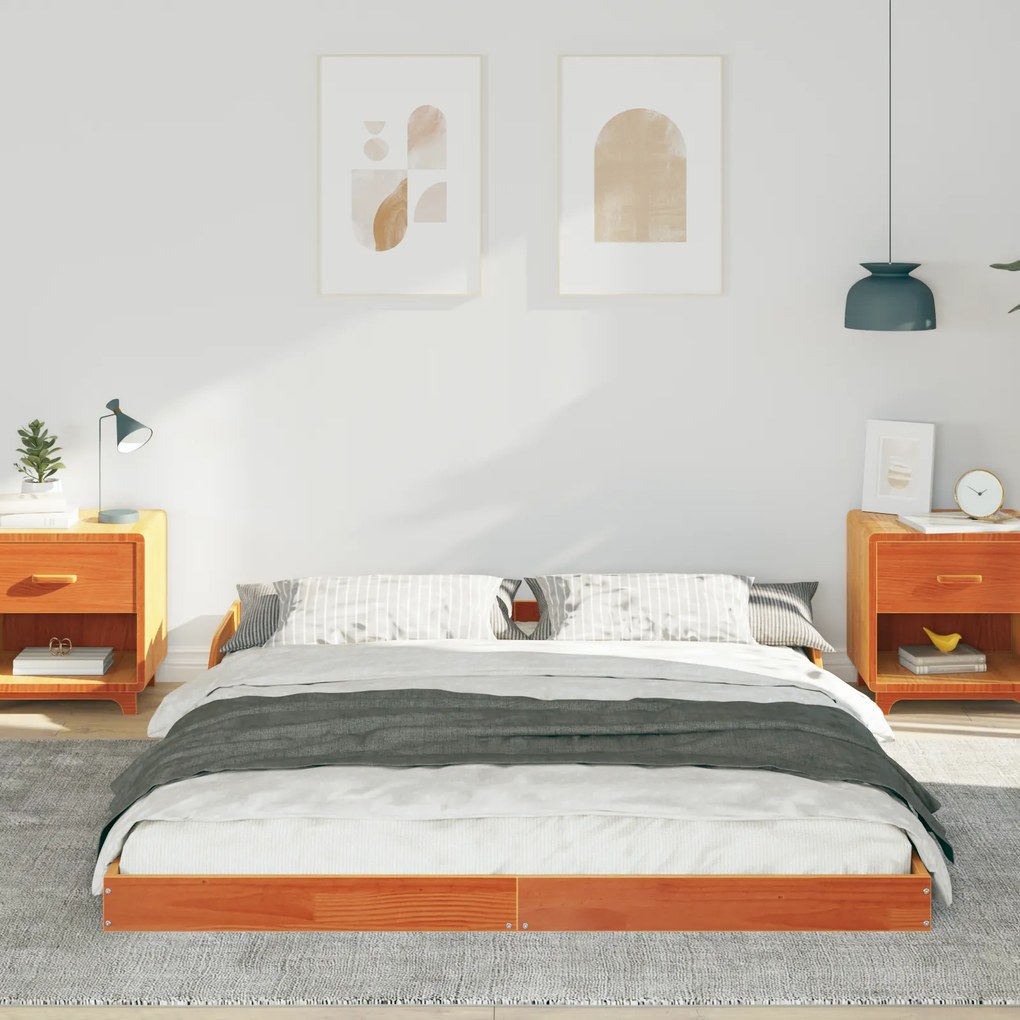vidaXL Σκελετός Κρεβατιού Καφέ κεριού 160 x 200 cm Μασίφ ξύλο πεύκου