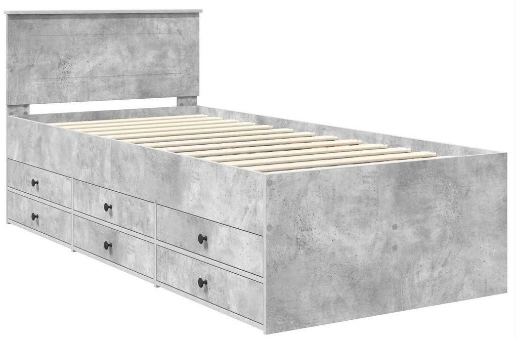 vidaXL Καναπές Κρεβάτι με συρτάρι Σκυρόδεμα Γκρι και Μαύρο 90 x 190 cm