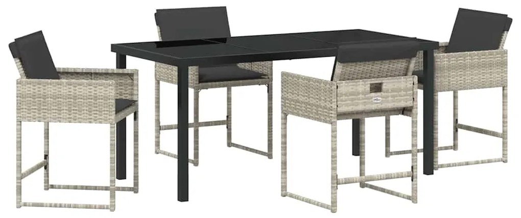 vidaXL Σέτ φαγητού για κήπο 5 pcs Ανοιχτό γκρι συνθετικό ρατάν