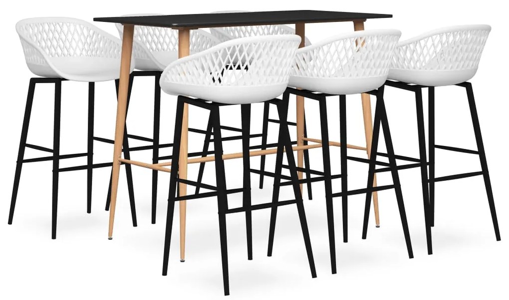 vidaXL Σετ Επίπλων Μπαρ 7 Τεμαχίων Μαύρο / Λευκό