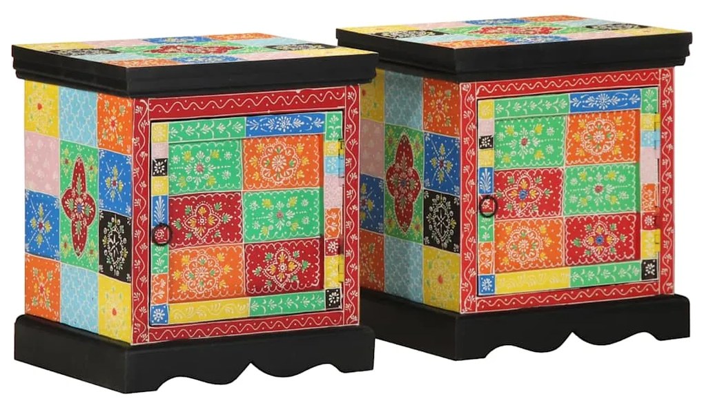 vidaXL Κομοδίνο 2 τεμάχια Πολύχρωμο 40x35x45 cm Στερεό ξύλο Mango