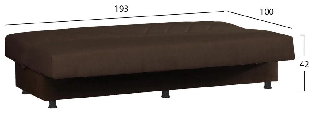 Καναπές - Κρεβάτι Andre 3θέσιος Ύφασμα Καφέ 193x82x81Υ εκ. 193x82x81 εκ.