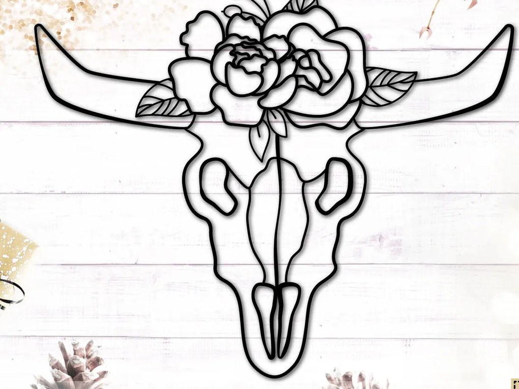 Σετ των 2 Intra απο ξύλο plywood 3mm-4mm πάχος Περίγραμμα Boho Skull Δίασταση 15x15 cm INTRAFABR-117745854