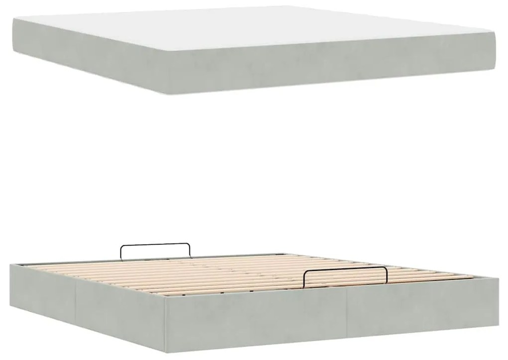 vidaXL Σκελετός Κρεβατιού Ανοιχτό γκρι 180 x 200 cm Βελούδο