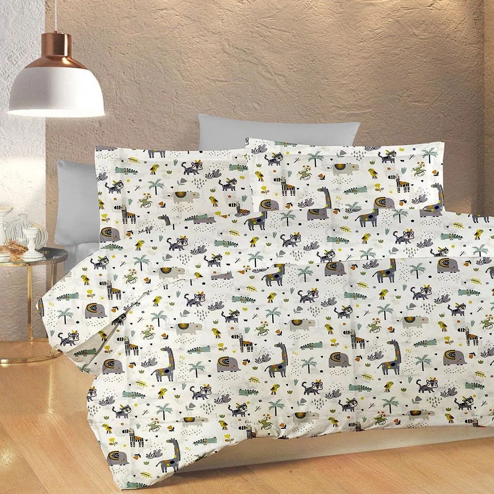 Μαξιλαροθήκη Παιδική Zoo 557 White-Grey DimCol 50Χ70 100% Cotton
