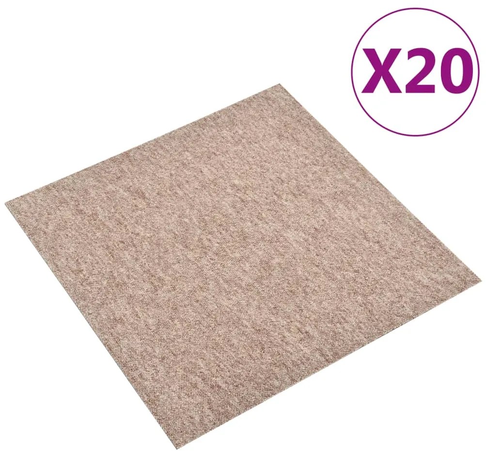 vidaXL Μοκέτα Πλακάκι 20 τεμ. Μπεζ 5 μ² 50x50 εκ.