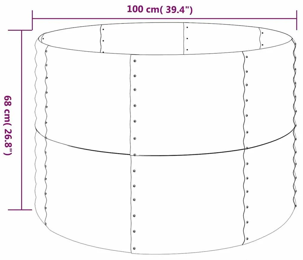 vidaXL Ζαρντινιέρα Γκρι 100x100x68 εκ. Γαλβανισμένος χάλυβας