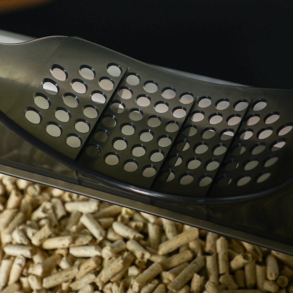 PawHut Άμμος γάτας σε χαριτωμένο σχεδιασμό, 1 σουρωτήρι, 1 φτυάρι απορριμμάτων, αποσπώμενο δάπεδο, γκρι