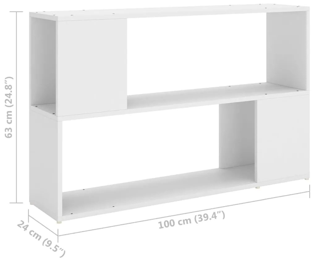 vidaXL Βιβλιοθήκη Λευκή 100 x 24 x 63 εκ. από Επεξεργασμένο Ξύλο