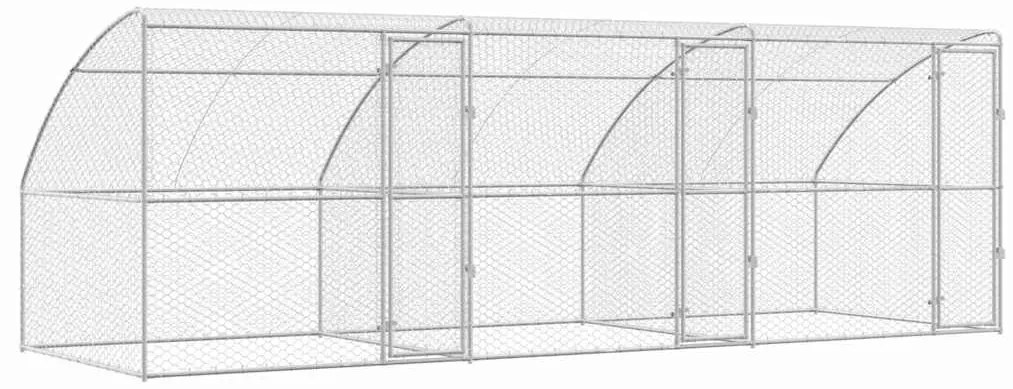 vidaXL Κλουβί Σκύλου με αποθήκευση 3 pcs Ασημί 6 x 2 x 2 m Ατσάλι