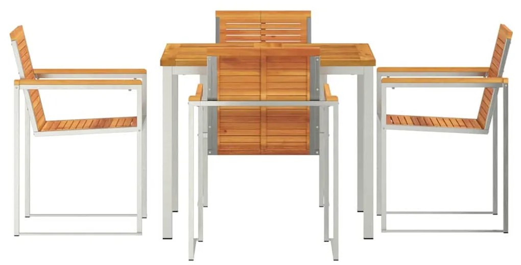 vidaXL Σέτ φαγητού για κήπο 5 pcs Καφέ Στερεό Ξύλο Ακακίας